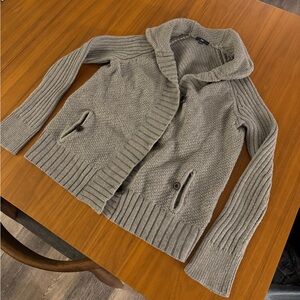 GAP Gray Textured Knit Cardigan
